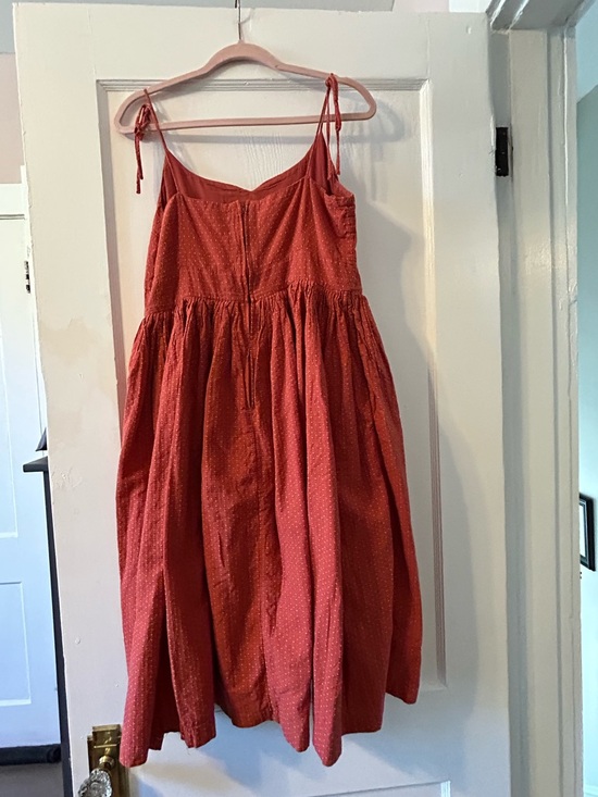 ModCloth "The Fabulous Tie-Shoulder Dress" in Burnt Orange Midi Sundress - Picture 2 of 5